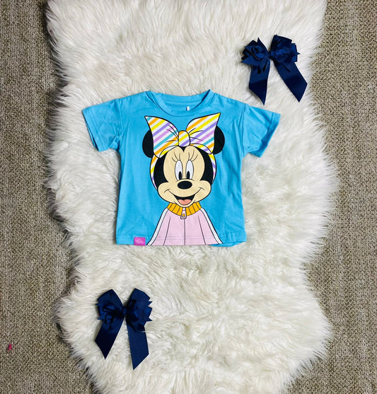 Camisa azul celeste Minnie bebe niña