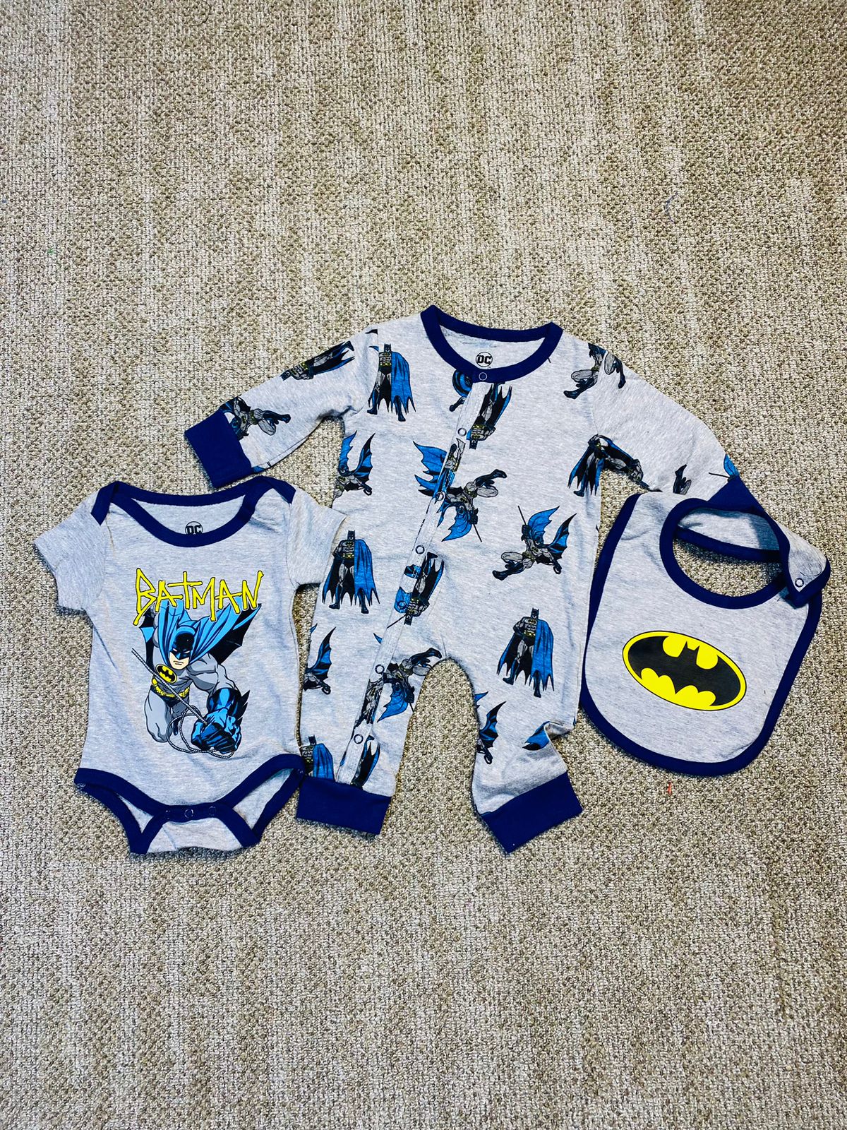 Set 3 piezas mameluco bebe niño batman