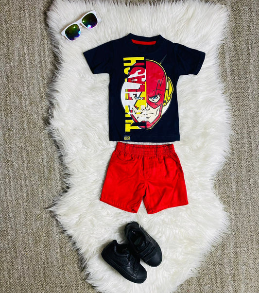 Set 2 piezas flash camisa negra bebe niño