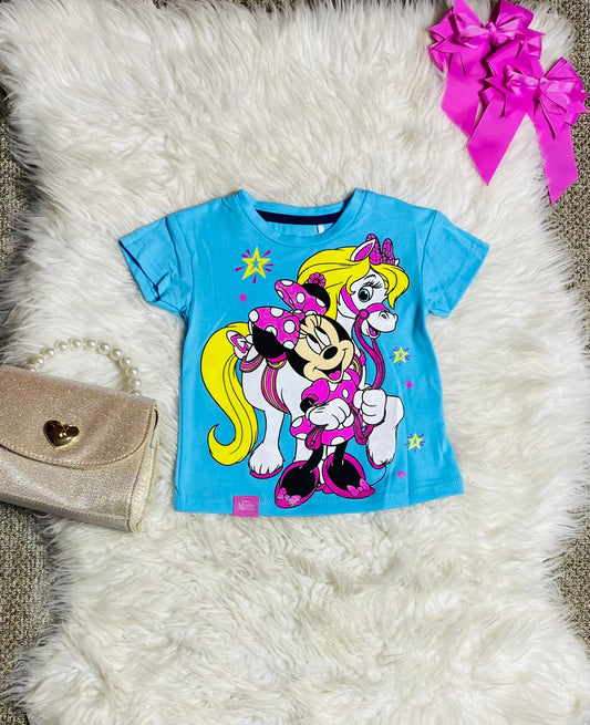 Camisa azul celeste Minnie bebe niña unicornio