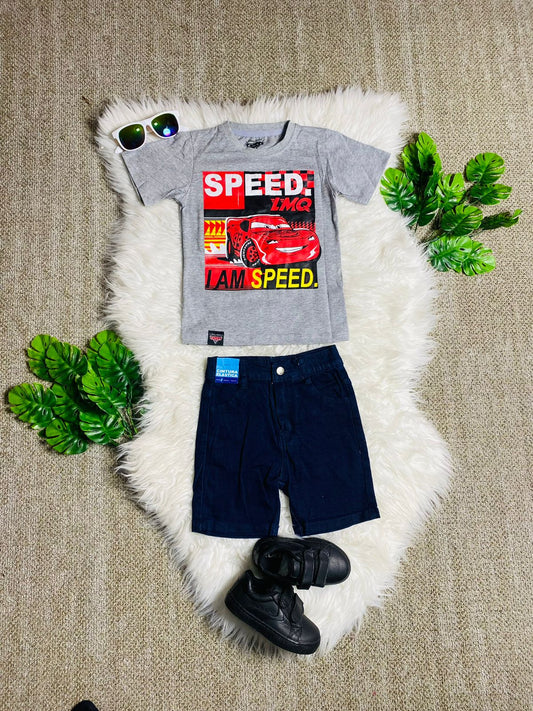 Set 2 piezas cars camisa gris niño