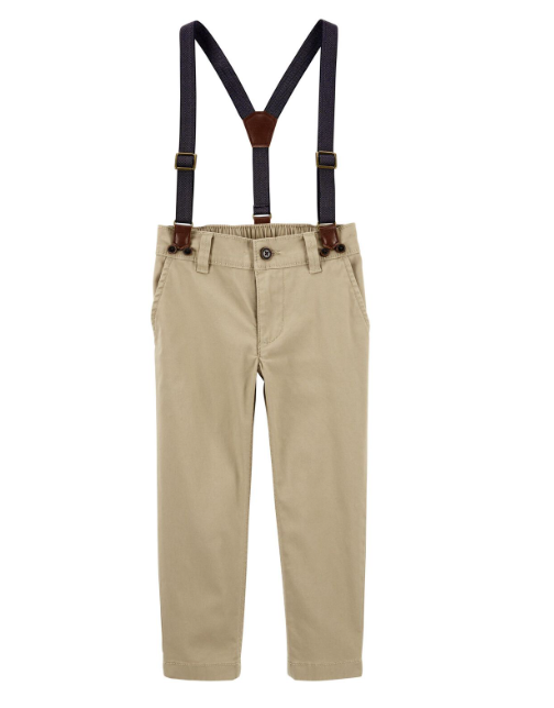 Pantalon tela beige tirantes Oshkosh niño