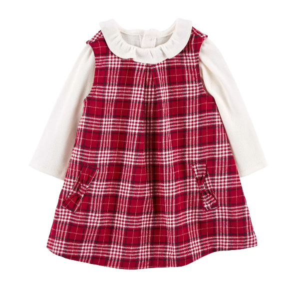 Vestido rojo cuadros con camisa Carters