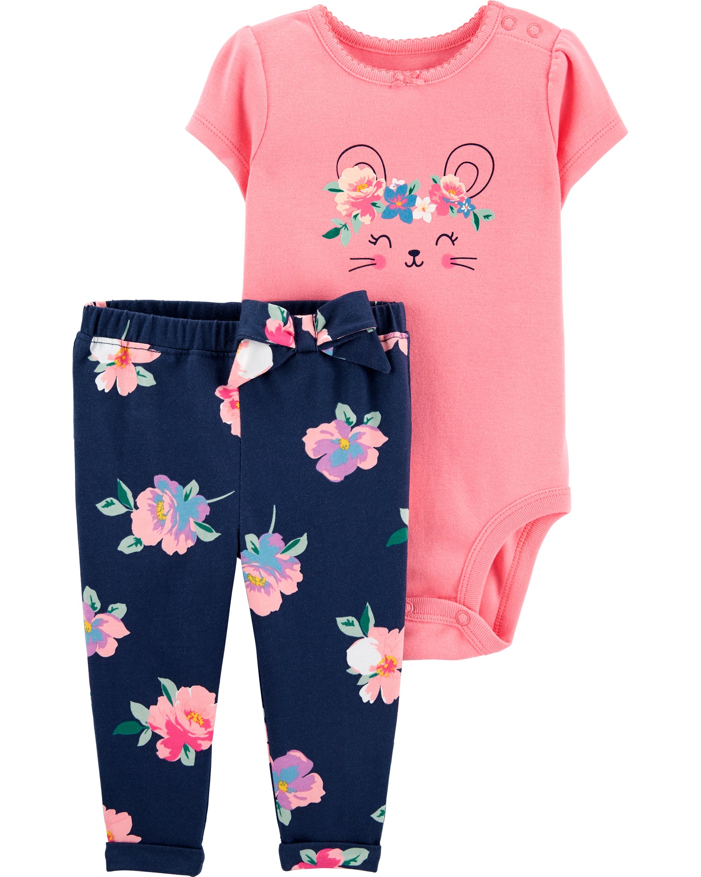 Set 2 Piezas bebe niña carters conejo pantalon flores