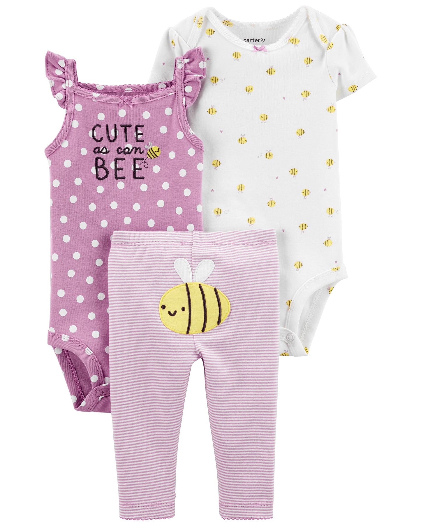 Set 3 piezas bebe niña Carters mameluco