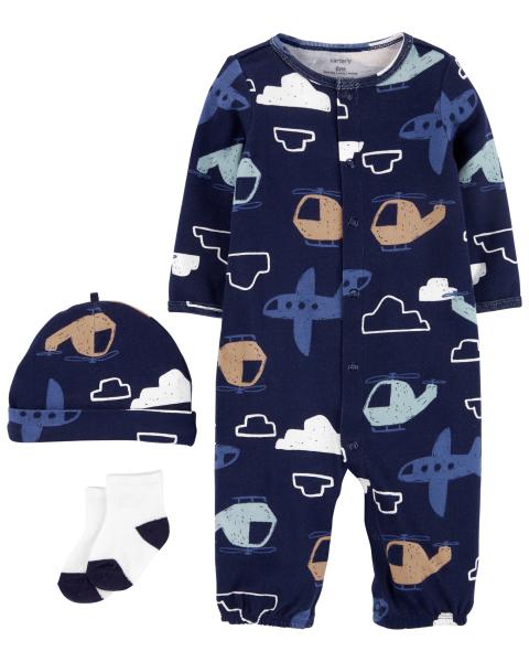 Set 3 piezas carters bebe niño pijamas gorro calcetines