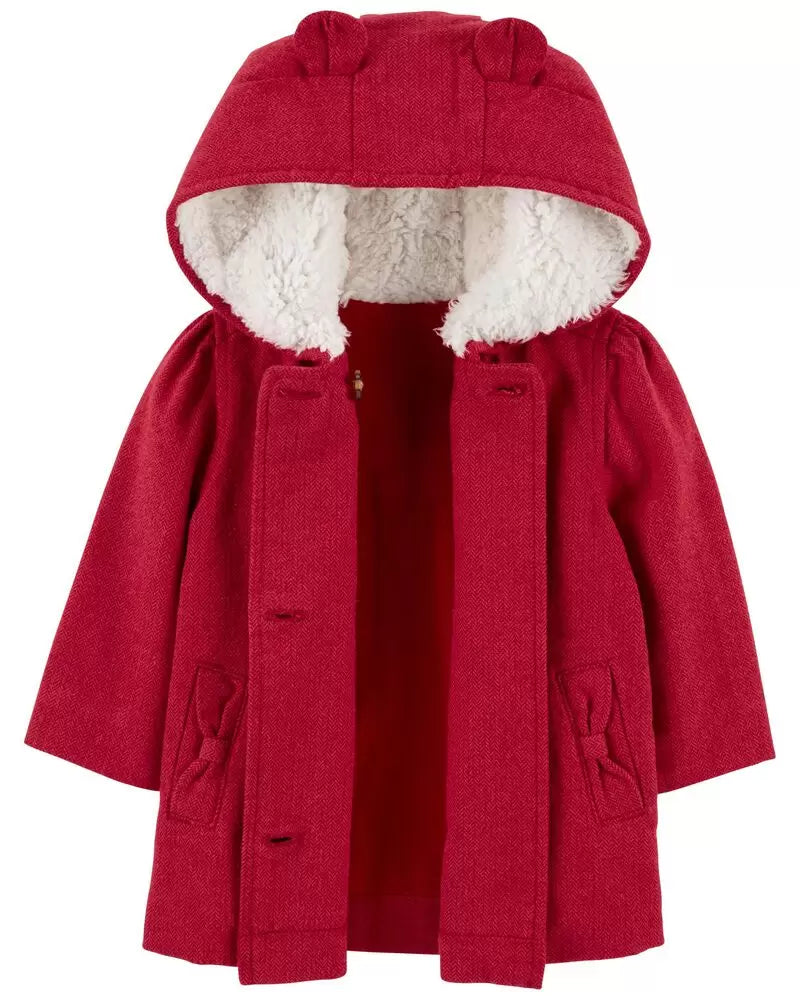 Sueter abrigo con gorro rojo bebe carters niña