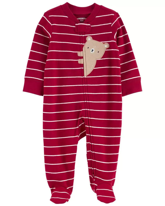 Pijama roja rayas Carters bebé Niño oso