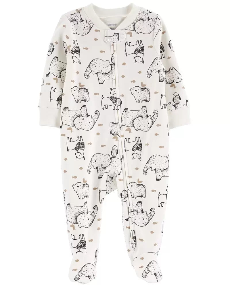 Pijama blanca elefante  Carters bebé Niño