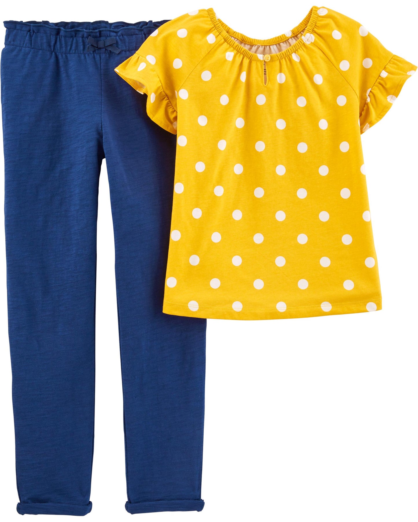 Set 2 piezas amarillo puntos pantalon azul Carters bebe niña