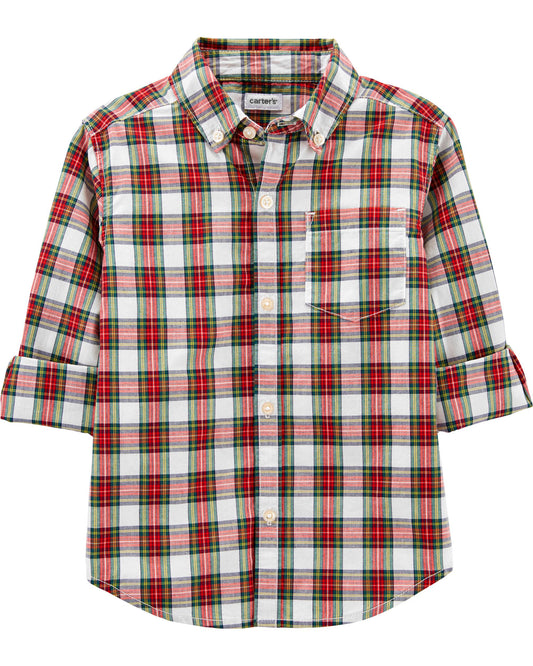 Camisa roja cuadros carters niño 2 a 5 años formal