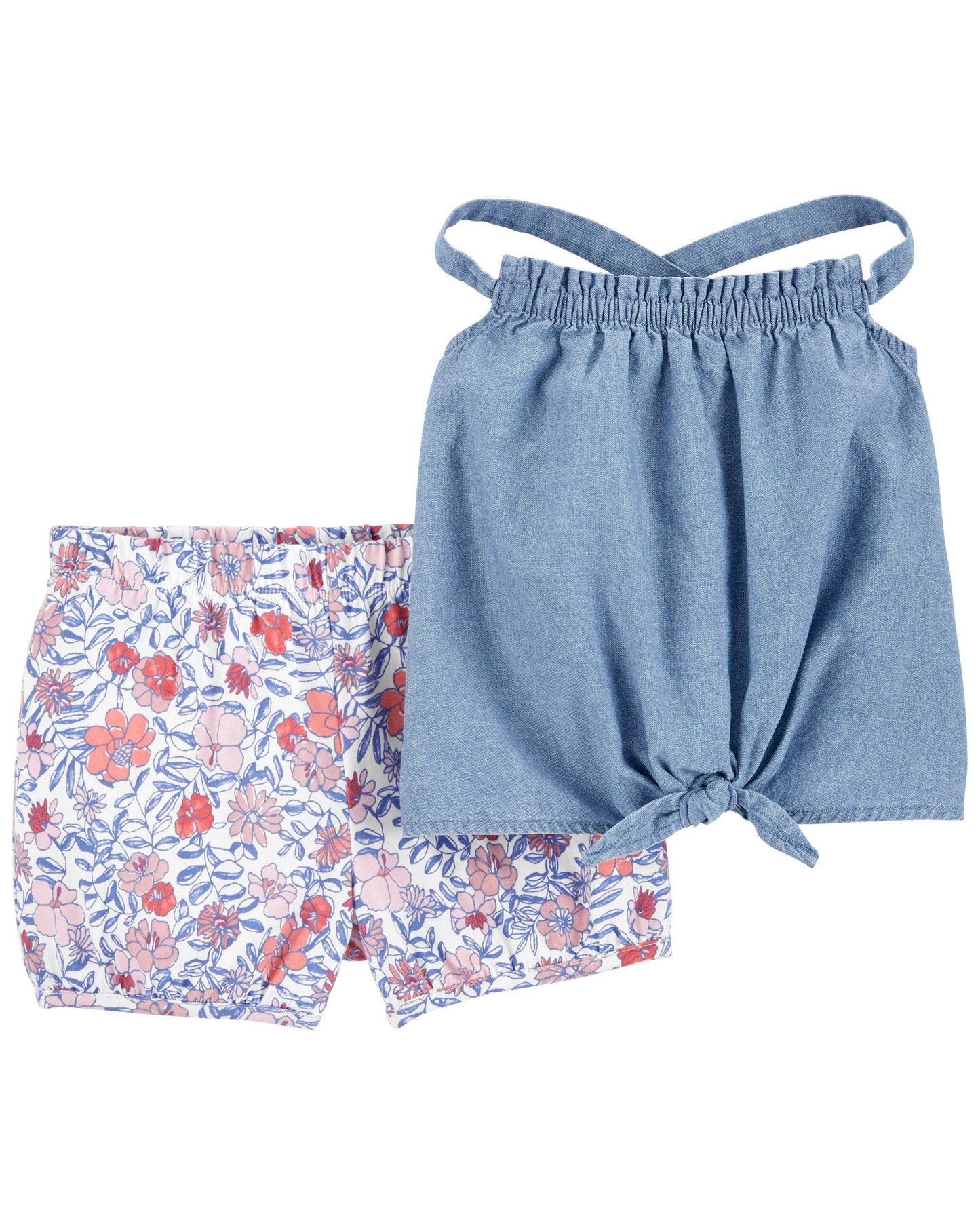 Set  2 piezas niña Carters camisa jeans short flores