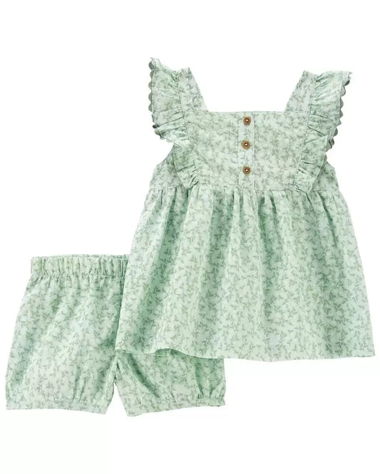 Set  2 piezas niña Carters verde flores