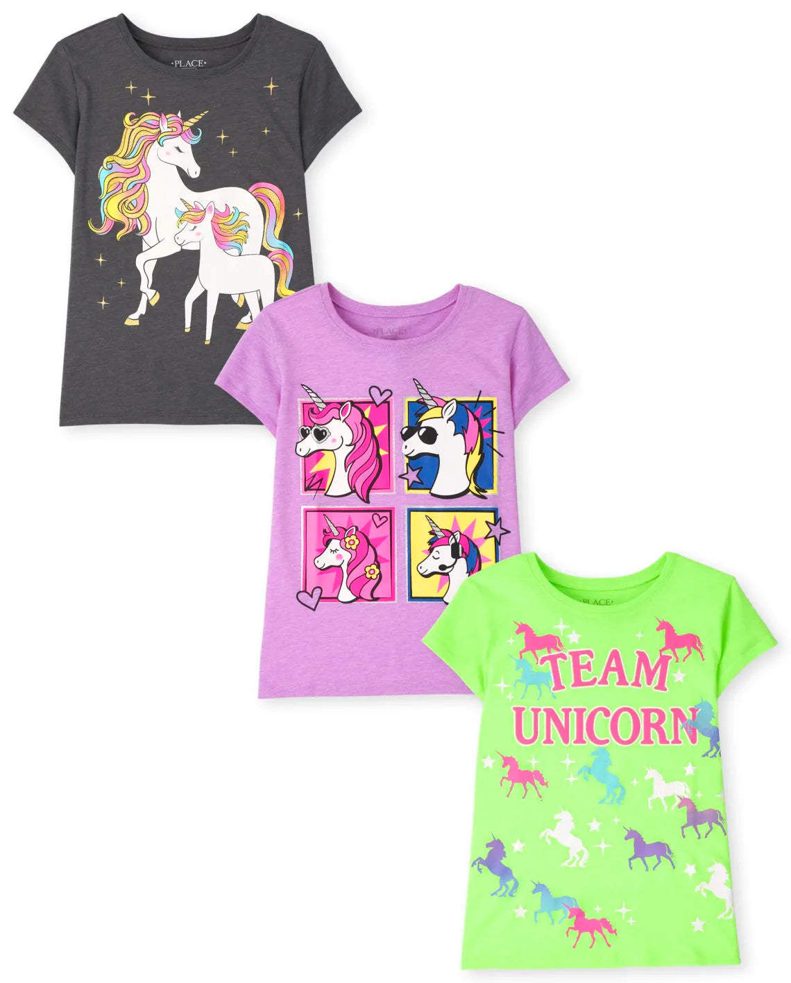 Set 3 camisas unicornio Childrens Place niña