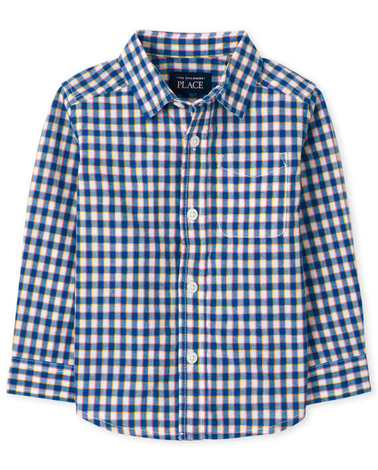 Camisa azul cuadros formal Childrens Place niño