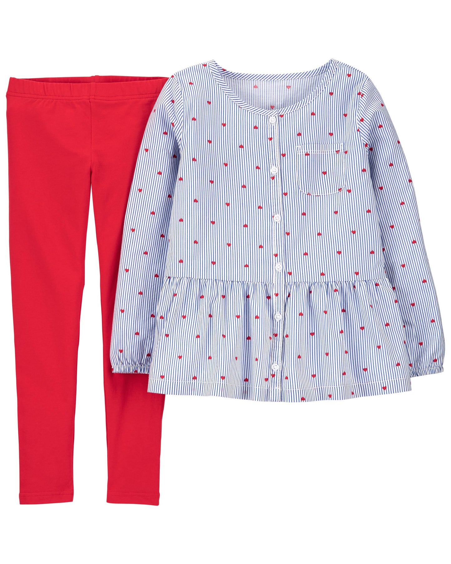 Set 2 Piezas niña carters corazones leggins rojas 12m a 8 años