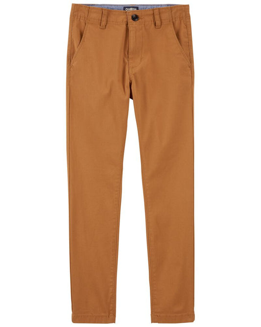 Pantalon beige tela formal Oshkosh niño  khaki ohskosh atras