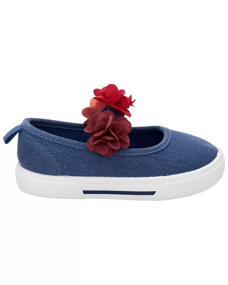 Zapatillas Tenis azul jeans flores niña Carters