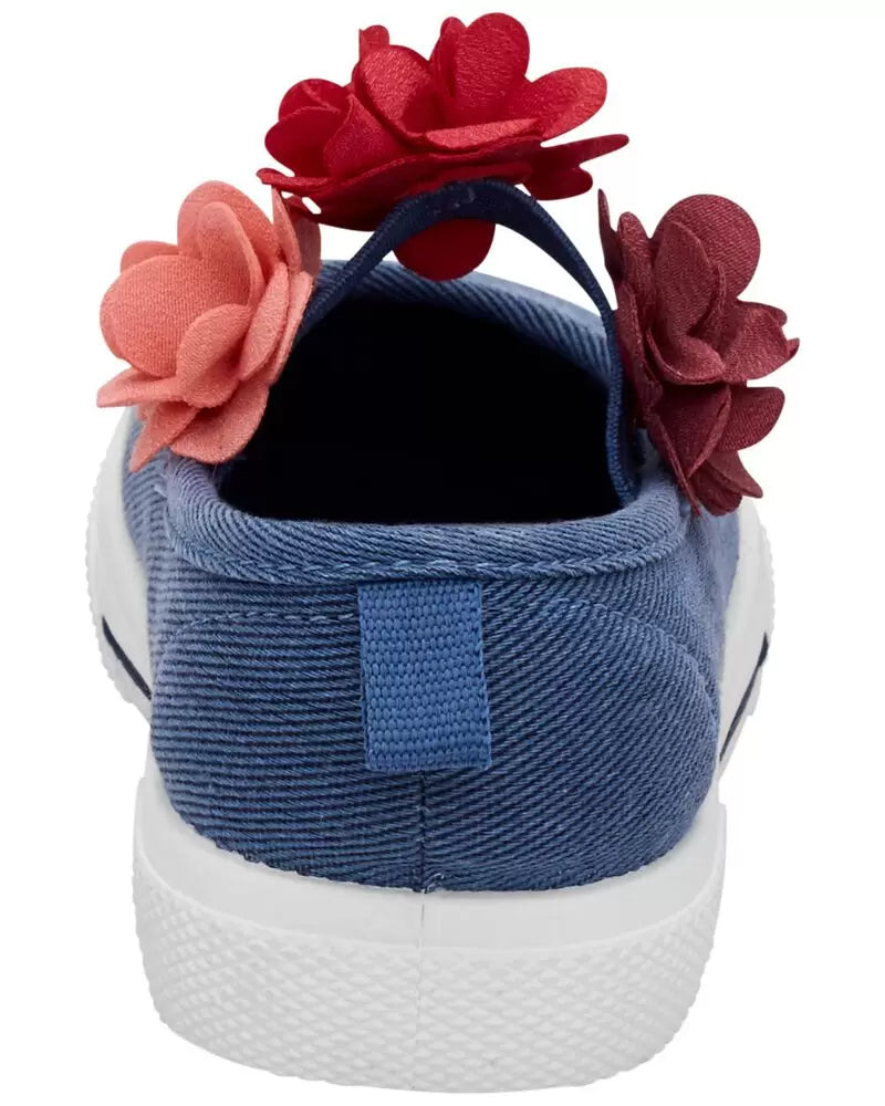 Zapatillas Tenis azul jeans flores niña Carters