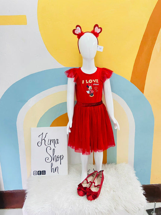 Vestido rojo I Love Minnie Disney