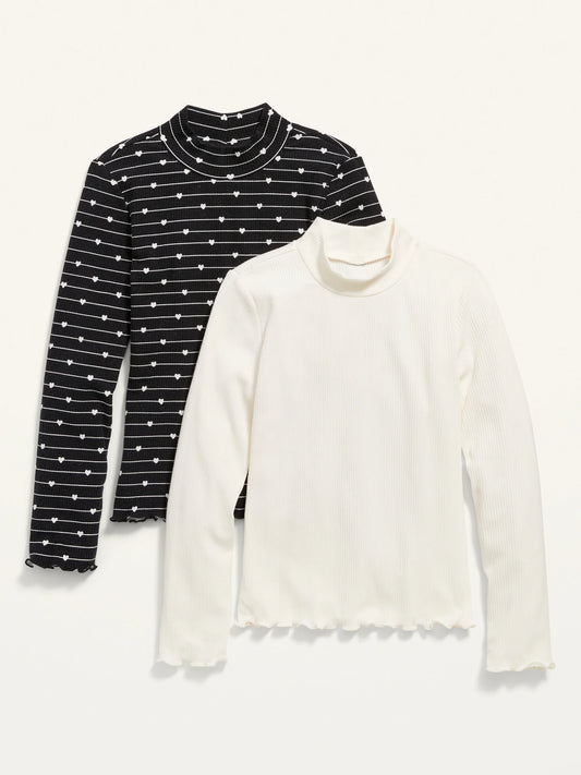 Camisas manga larga blanca negra corazones niña old navy