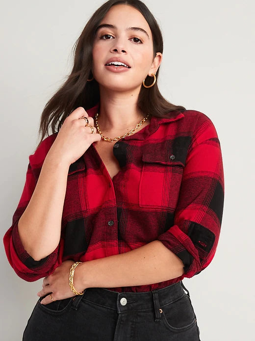 Camisa cuadros roja Old Navy Mujer