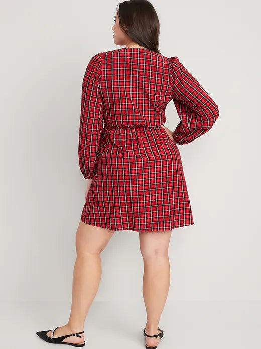 Vestido cuadros rojo Old Navy Mujer Adulto