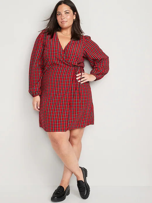 Vestido cuadros rojo Old Navy Mujer Adulto