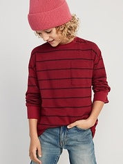 Camisa manga larga Old Navy niño rayas rojo vino