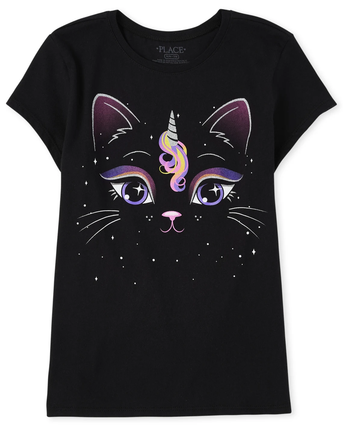 Camisa negra gato Children's Place niña 4-14 camiseta