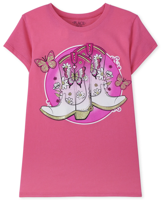 Camisa rosada botas, mariposas Children's Place niña 4-14 niña