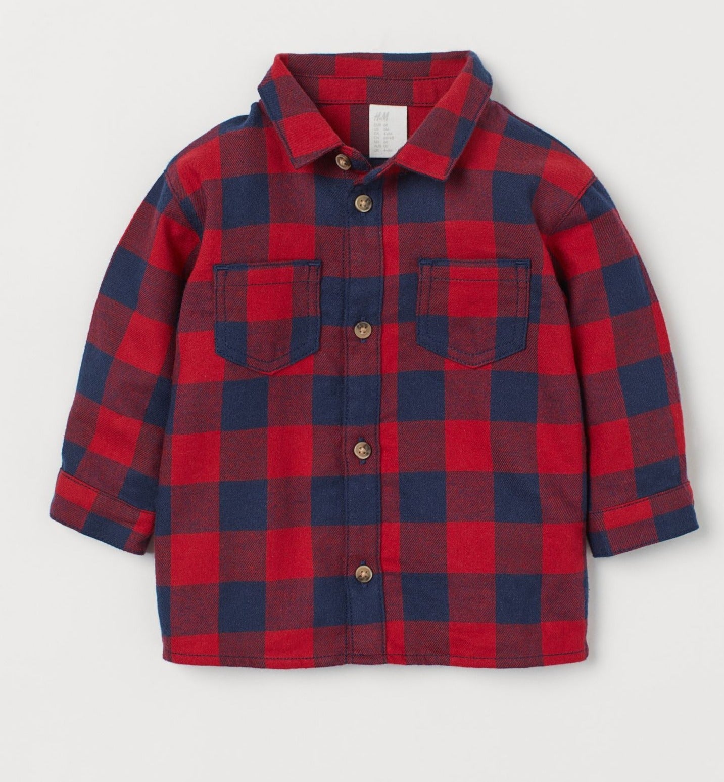 Camisa cuadros rojo azul formal niño H&M