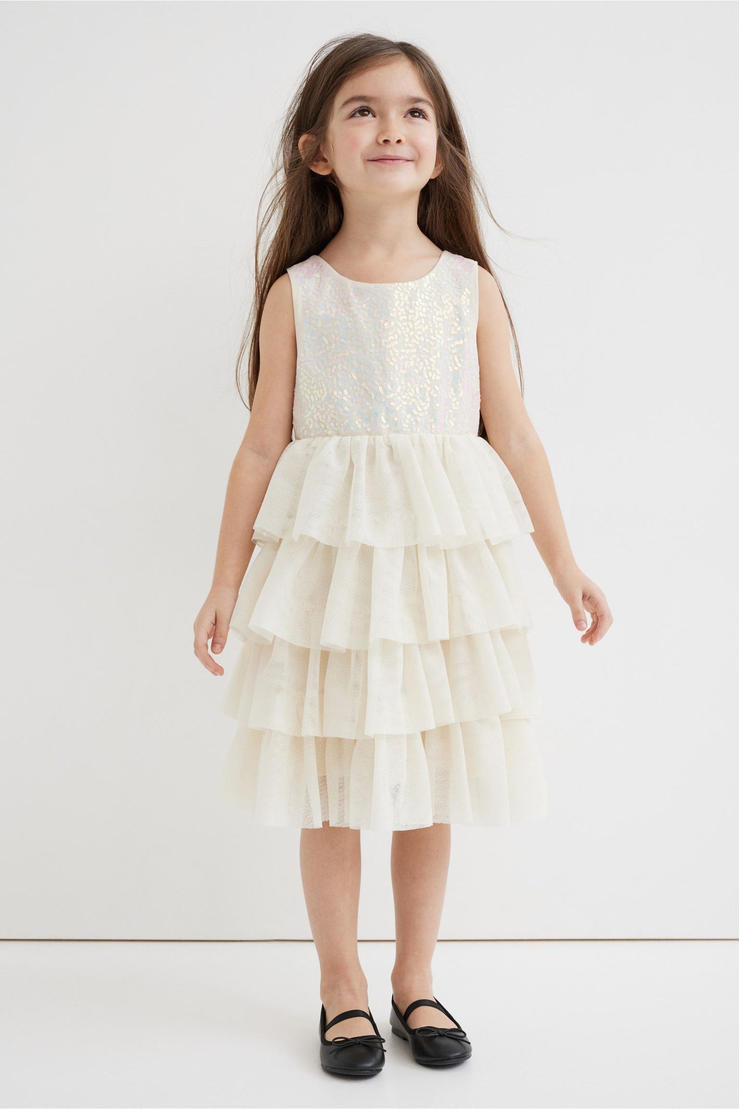 Vestido niña blanco H&M tulle glitter