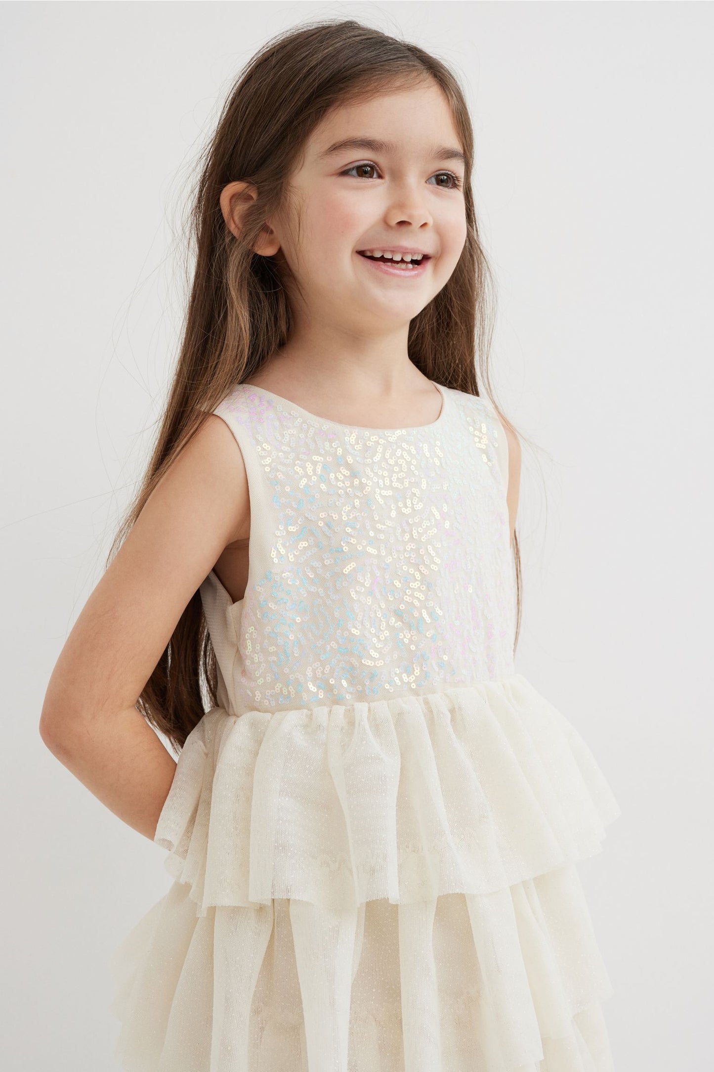 Vestido niña blanco H&M tulle glitter