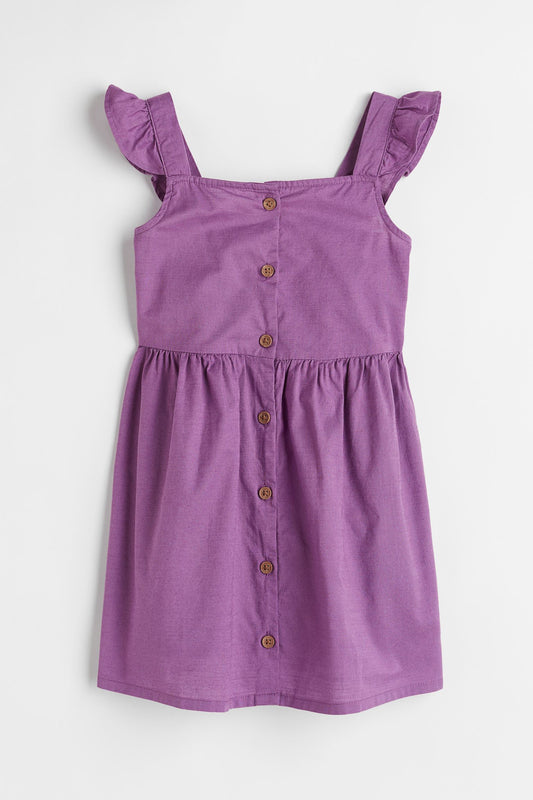 Vestido morado revuelos H&M algodón morado