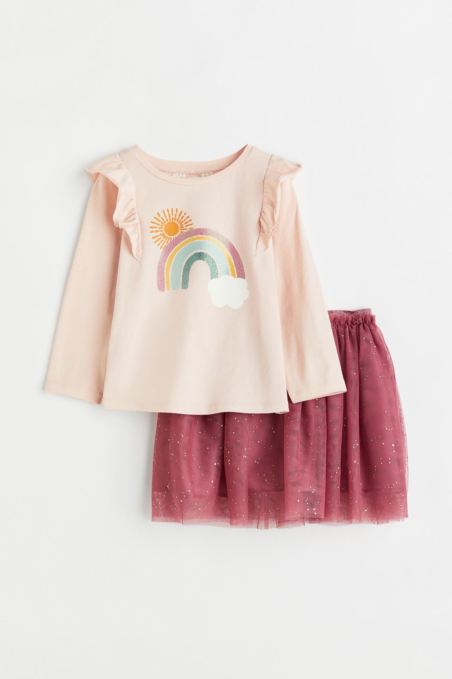 Set falda tutu camisa niña H&M arcoiris