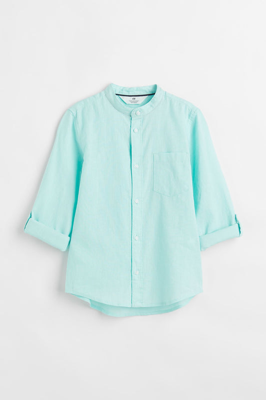 Camisa verde formal aqua niño H&M 8-14 henley