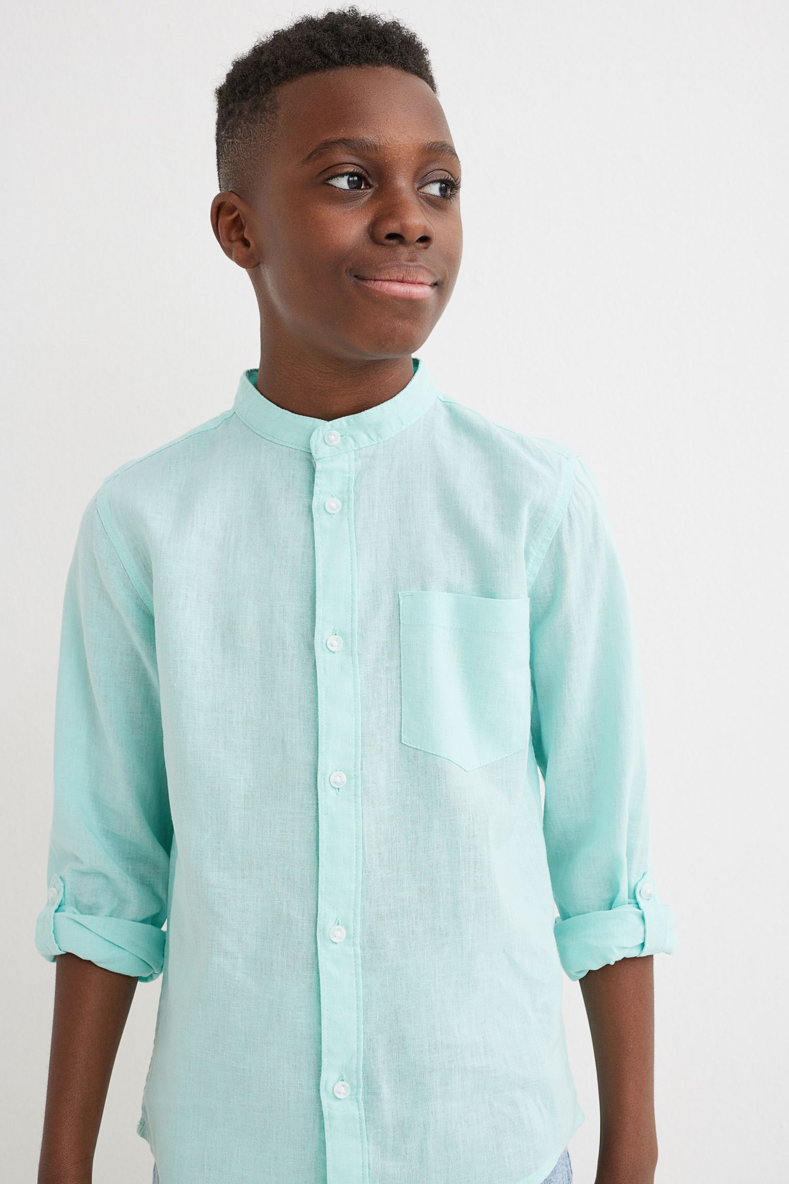 Camisa verde formal aqua nino H M 8 14 henley Kima Shop HN