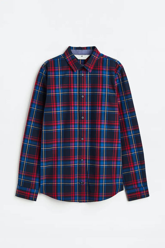 Camisa cuadros azul rojo formal  H&M niño