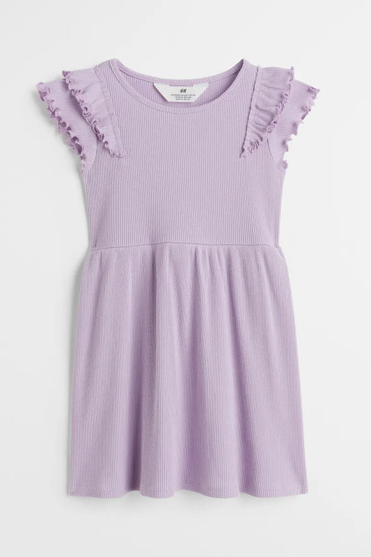 vestido morado revuelos niña H&M