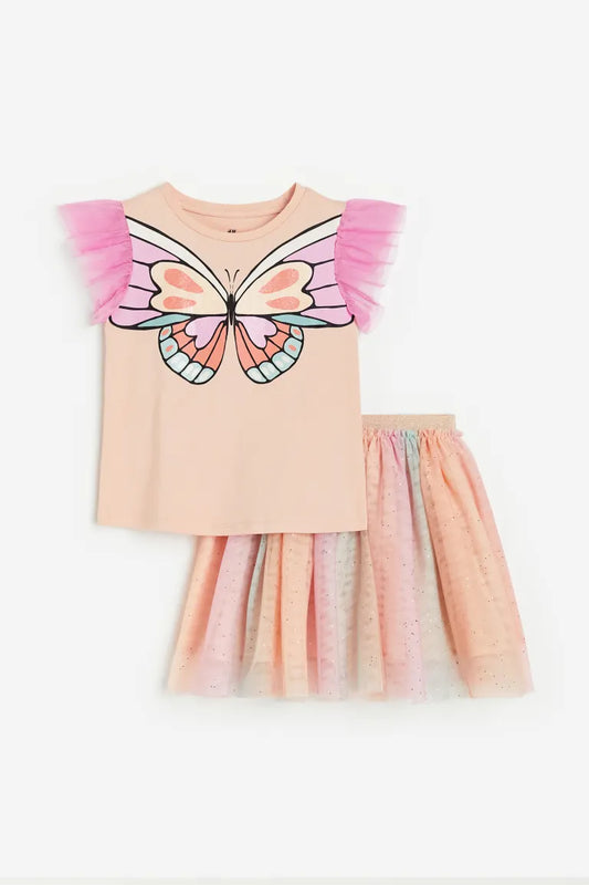 Set 2 piezas mariposa  niña H&M falda tutu