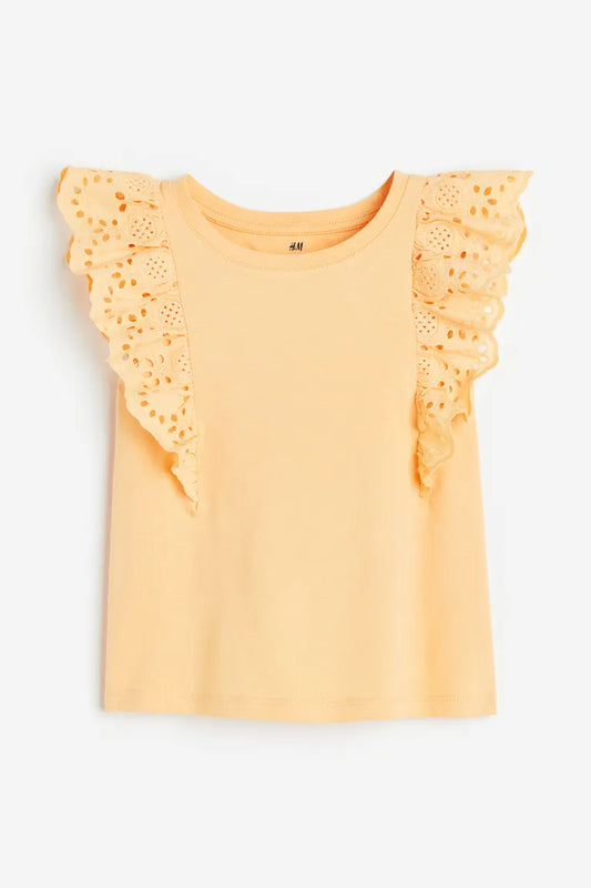 Camisa amarilla niña H&M revuelos blonda eyelet