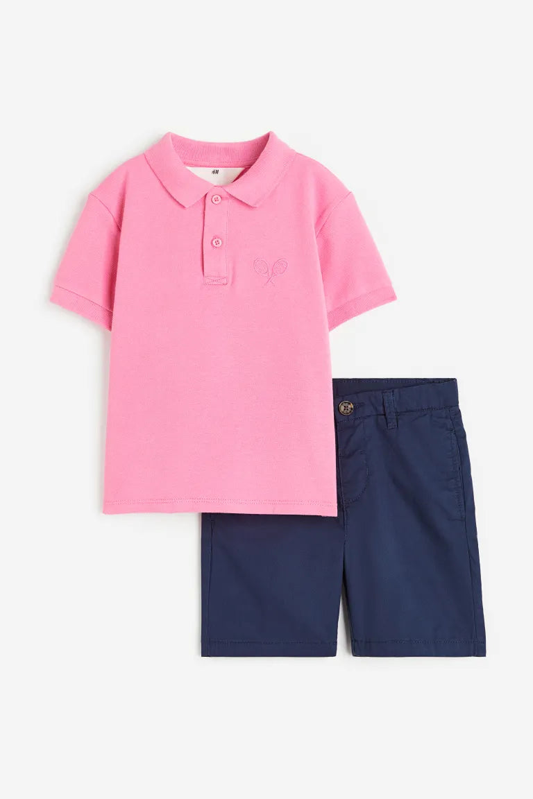 Set 2 piezas niño camisa rosada polo H&M