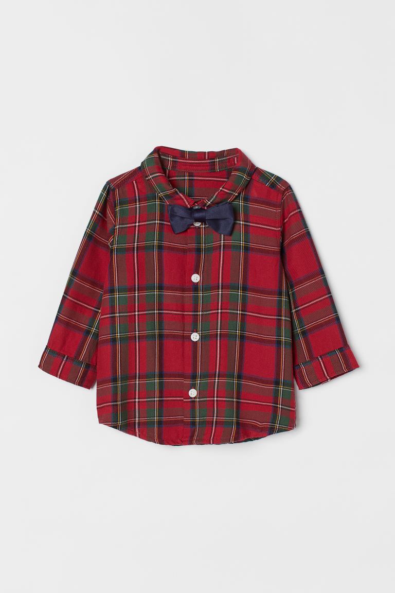 Camisa cuadros formal niño H&M con corbatin azul