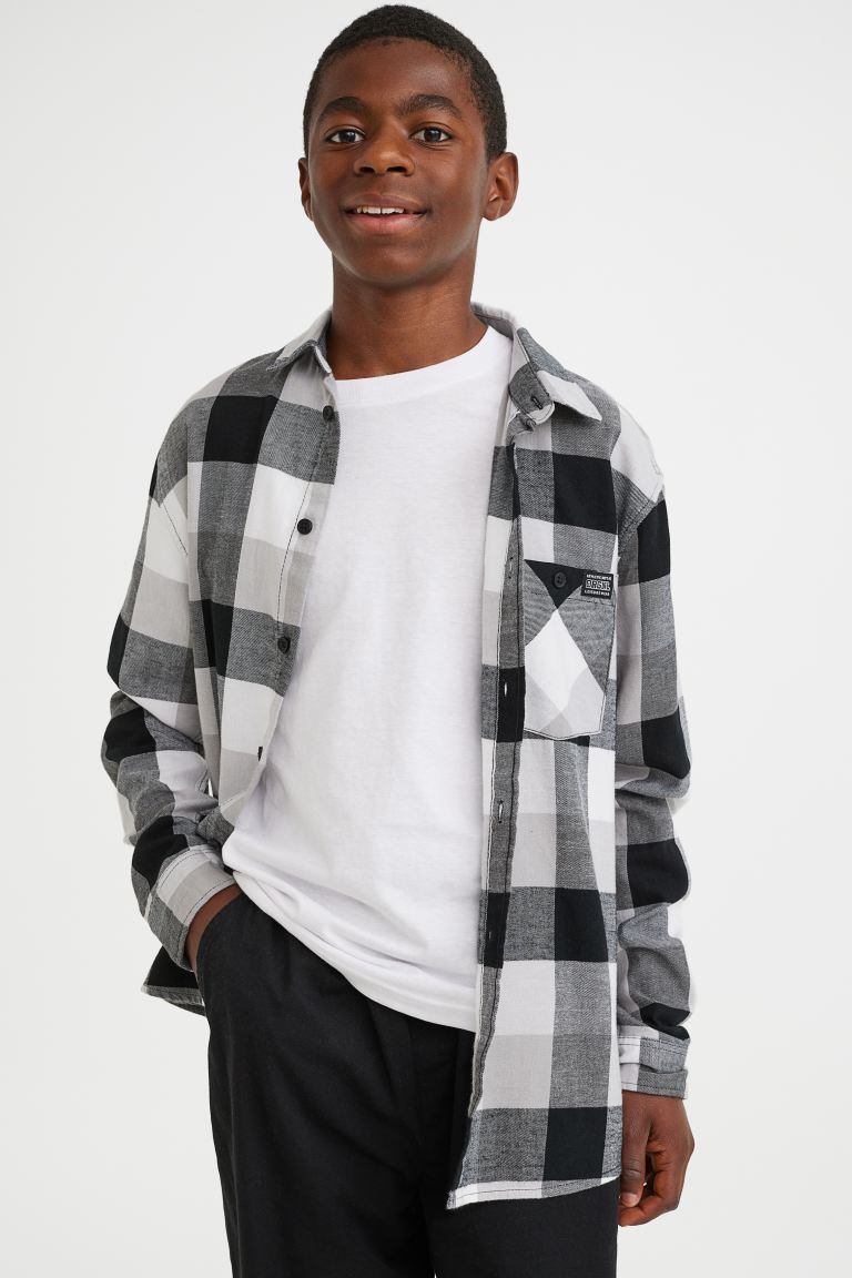 Camisa cuadros blanco negro H&M niño formal