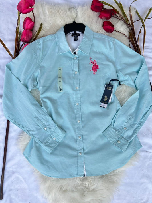 Camisa polo Azul Aqua mujer