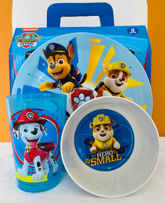 Set 3 platos y vasos paw patrol