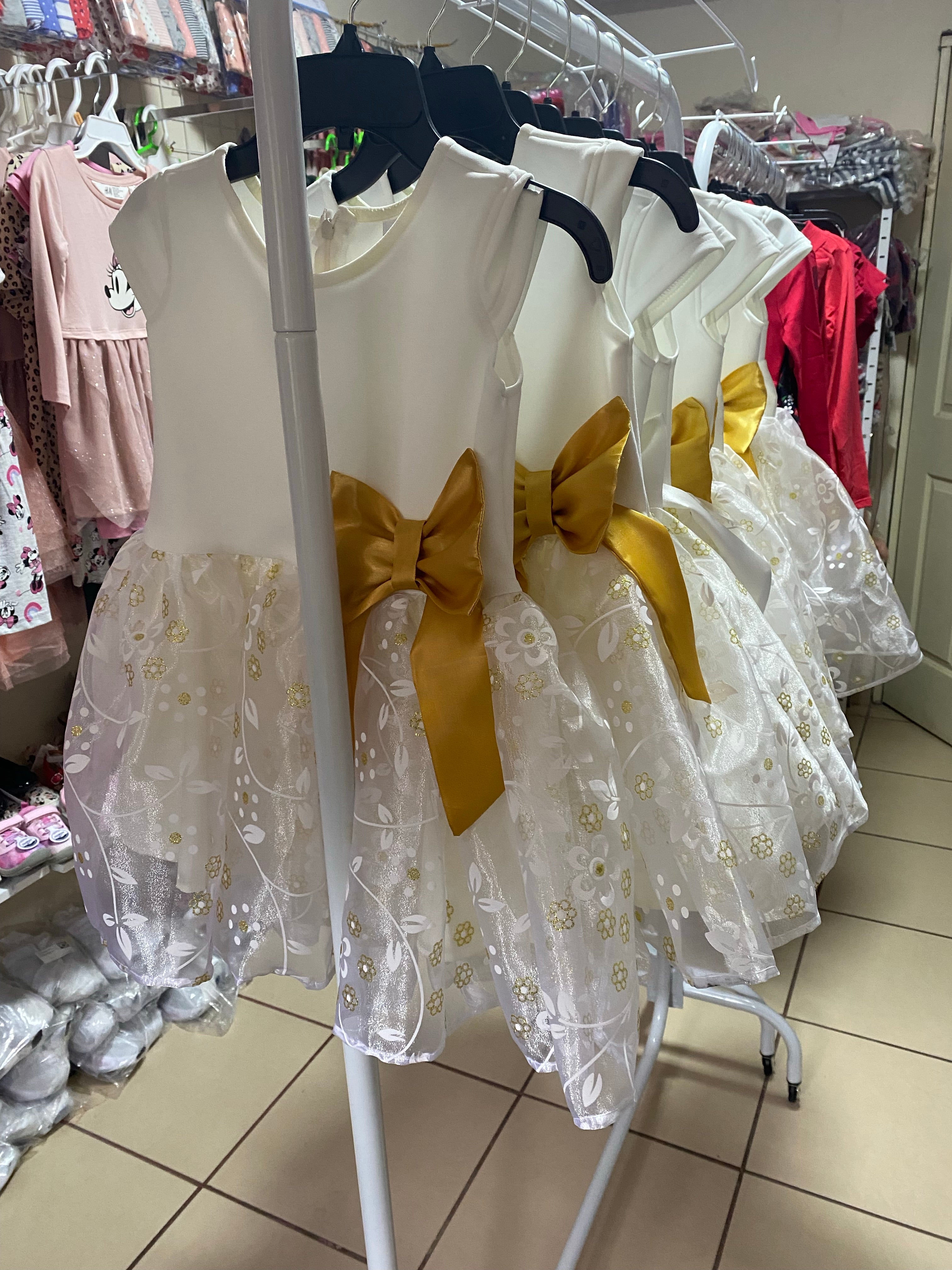 Vestidos de niña blanco con outlet dorado